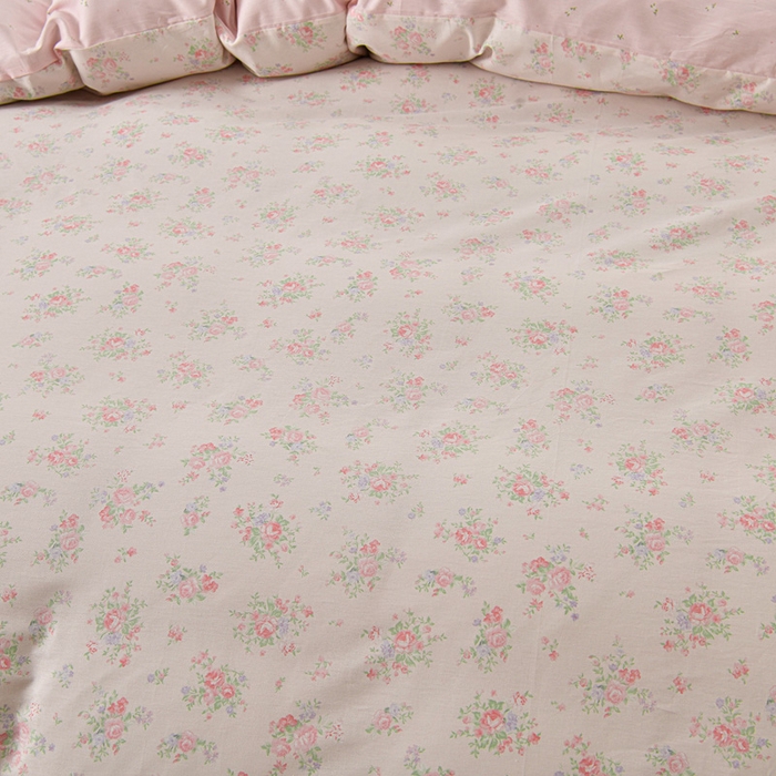 91家纺网 家纺一手货源 找家纺 绘萱家居 2026直播爆款一字绣吊边款纯棉100%全棉四件套印花百分百（喷气高品质） 觅觅花园-粉