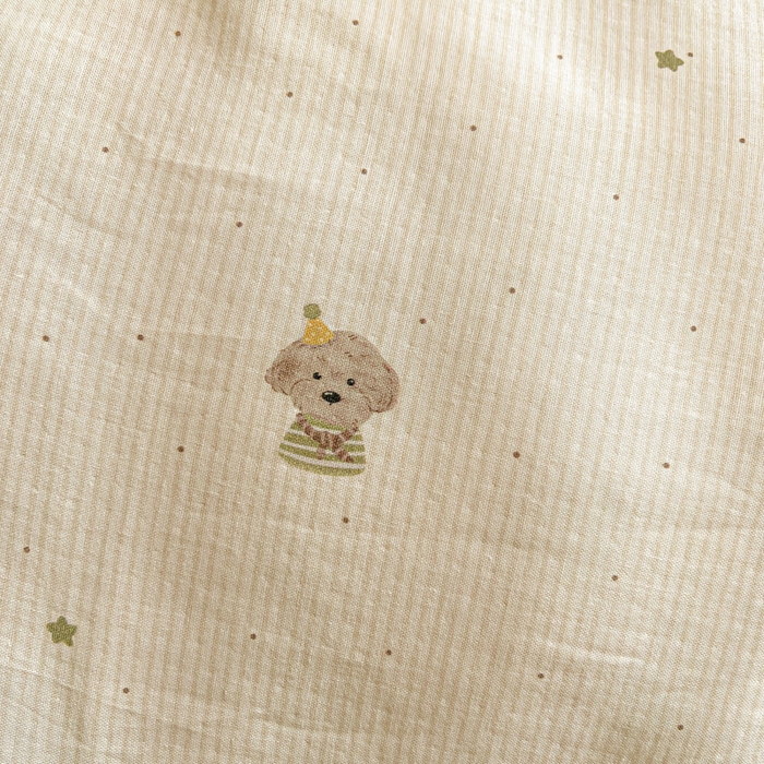 91家纺网 家纺一手货源 找家纺 亿梵家居 2025新款A类母婴级有氧全棉纯棉双层纱纯棉印花四件套-叠拍图柯基