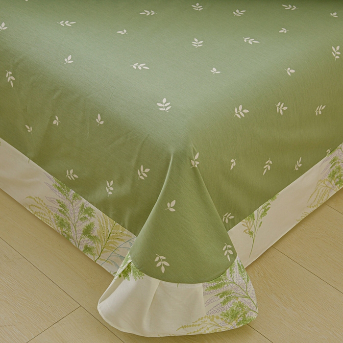 91家纺网 家纺一手货源 找家纺 绘萱家居 2026直播爆款一字绣吊边款纯棉100%全棉四件套印花百分百（喷气高品质） 青禾仙草