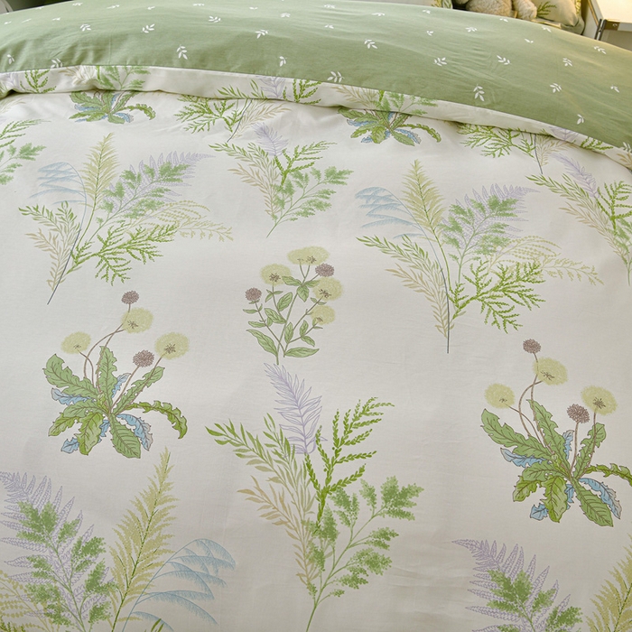 91家纺网 家纺一手货源 找家纺 绘萱家居 2026直播爆款一字绣吊边款纯棉100%全棉四件套印花百分百（喷气高品质） 青禾仙草