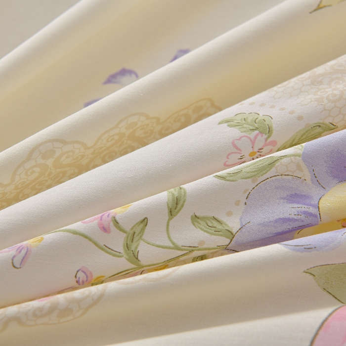 91家纺网 家纺一手货源 找家纺 绘萱家居 2026直播爆款一字绣吊边款纯棉100%全棉四件套印花百分百（喷气高品质） 柔粉蜜语