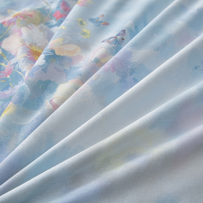 91家纺网 家纺一手货源 找家纺 绘萱家居 2026直播爆款一字绣吊边款纯棉100%全棉四件套印花百分百（喷气高品质） 水彩花境