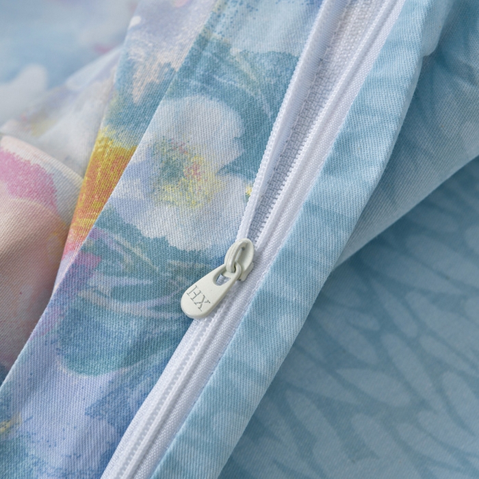 91家纺网 家纺一手货源 找家纺 绘萱家居 2026直播爆款一字绣吊边款纯棉100%全棉四件套印花百分百（喷气高品质） 水彩花境