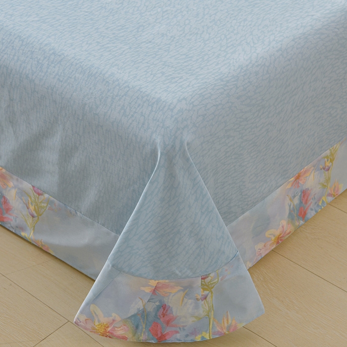 91家纺网 家纺一手货源 找家纺 绘萱家居 2026直播爆款一字绣吊边款纯棉100%全棉四件套印花百分百（喷气高品质） 水彩花境