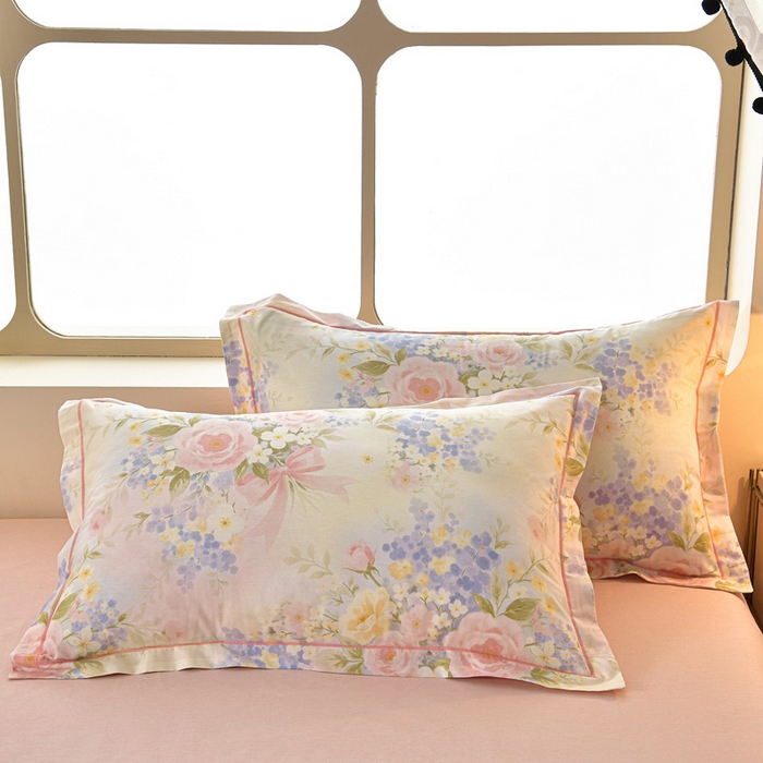 91家纺网 家纺一手货源 找家纺 绘萱家居 2026直播爆款一字绣吊边款纯棉100%全棉四件套印花百分百（喷气高品质） 水墨嫣然