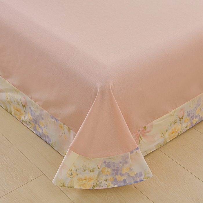 91家纺网 家纺一手货源 找家纺 绘萱家居 2026直播爆款一字绣吊边款纯棉100%全棉四件套印花百分百（喷气高品质） 水墨嫣然