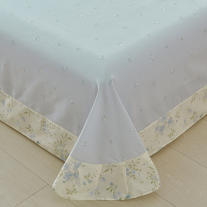 91家纺网 家纺一手货源 找家纺 绘萱家居 2026直播爆款一字绣吊边款纯棉100%全棉四件套印花百分百（喷气高品质） 苏林-米蓝