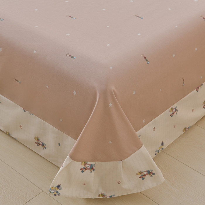 91家纺网 家纺一手货源 找家纺 绘萱家居 2026直播爆款一字绣吊边款纯棉100%全棉四件套印花百分百（喷气高品质） 小马浅浅