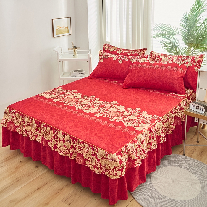 91家纺网 家纺一手货源 找家纺 （总）沐珩家纺 2026新款双边芦荟棉单床裙单枕套