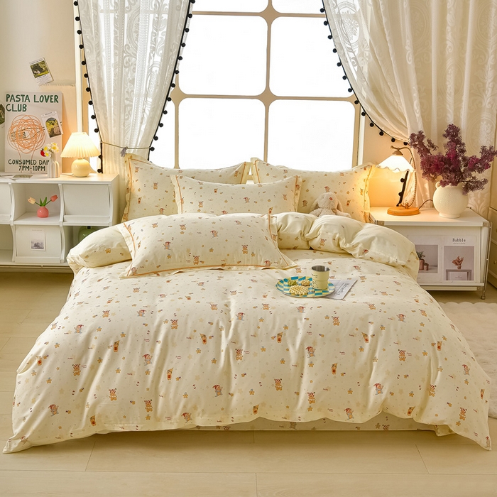 91家纺网 家纺一手货源 找家纺 绘萱家居 2026直播爆款一字绣吊边款纯棉100%全棉四件套印花百分百（喷气高品质） 小町的家