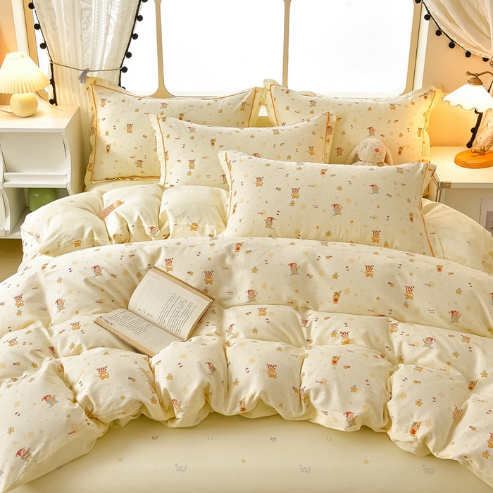 91家纺网 家纺一手货源 找家纺 绘萱家居 2026直播爆款一字绣吊边款纯棉100%全棉四件套印花百分百（喷气高品质） 小町的家