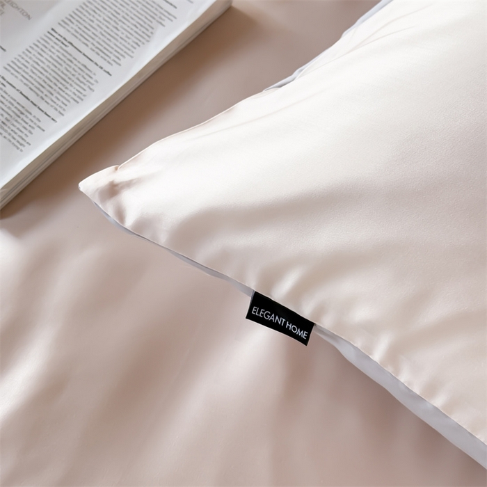 91家纺网 家纺一手货源 找家纺 绒棉世家 2026新款天丝面料纯色100%莱赛尔天丝面料四件套 粉玉+浅灰