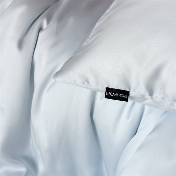 91家纺网 家纺一手货源 找家纺 绒棉世家 2026新款天丝面料纯色100%莱赛尔天丝面料四件套 水波蓝+浅灰