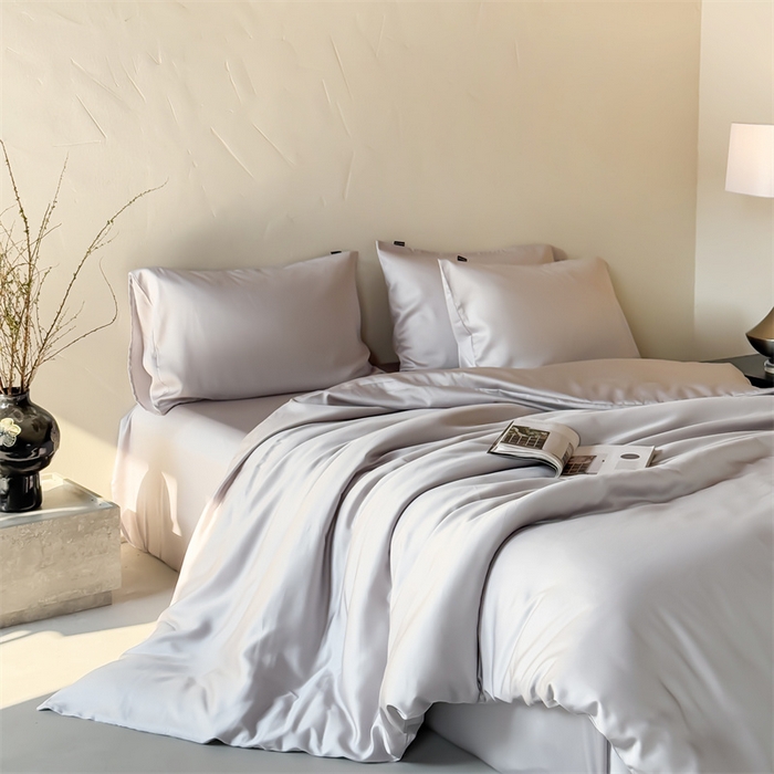 91家纺网 家纺一手货源 找家纺 绒棉世家 2026新款天丝面料纯色100%莱赛尔天丝面料四件套 绅士灰