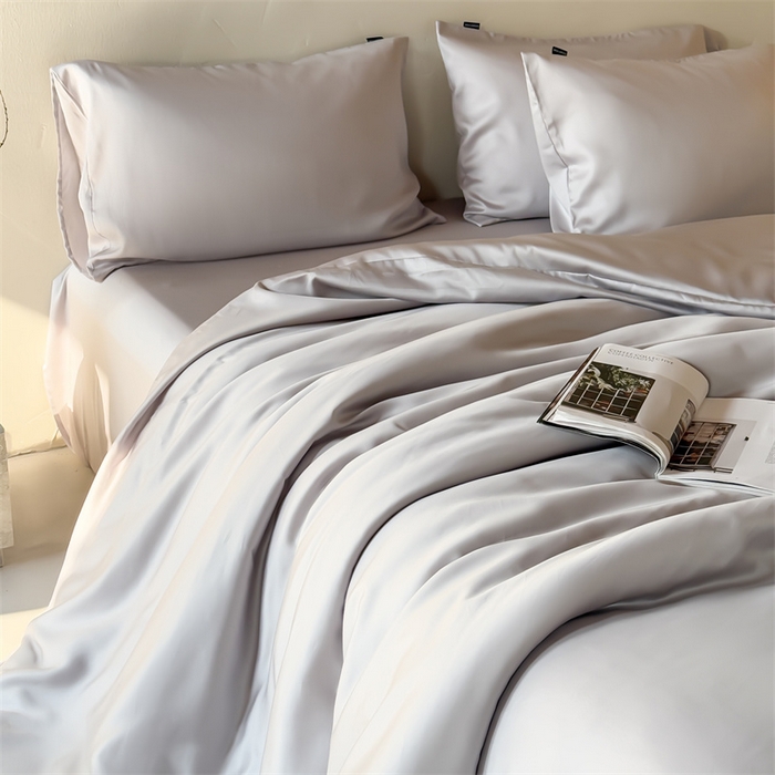 91家纺网 家纺一手货源 找家纺 绒棉世家 2026新款天丝面料纯色100%莱赛尔天丝面料四件套 绅士灰