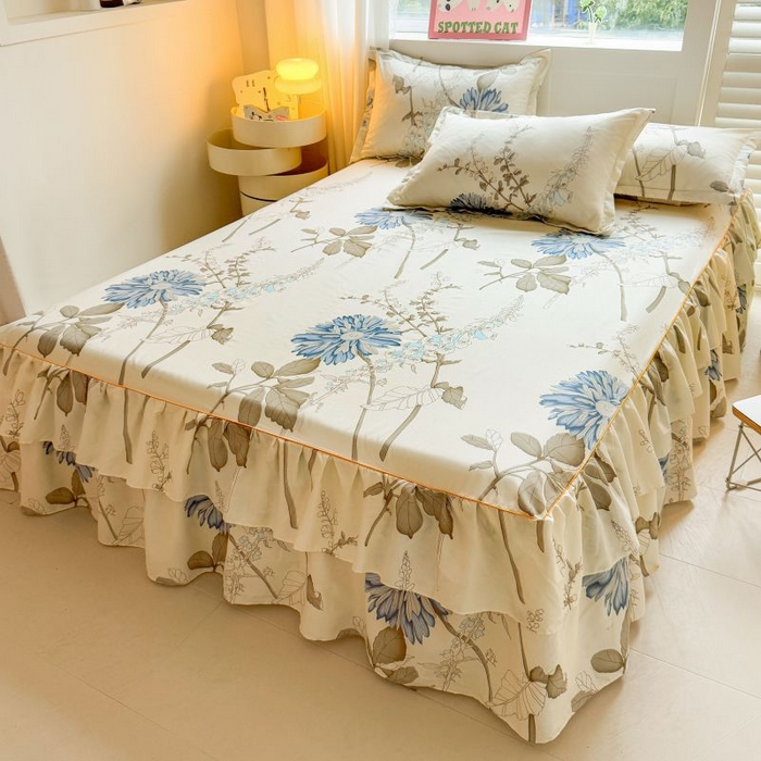 91家纺网 家纺一手货源 找家纺 （总）沐珩家纺 2026新款双边芦荟棉单床裙单枕套