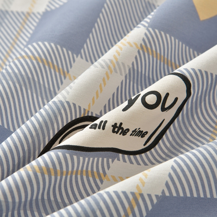 91家纺网 家纺一手货源 找家纺 绘萱家居 2026直播爆款一字绣吊边款纯棉100%全棉四件套印花百分百（喷气高品质） 心晴格语