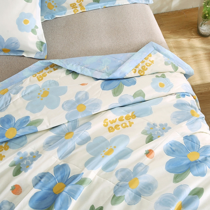 91家纺网 家纺一手货源 找家纺 米萝家居 2026新款里外全棉夏被纯棉棉棉花夏凉被空调被 被子被芯 蓝色花海