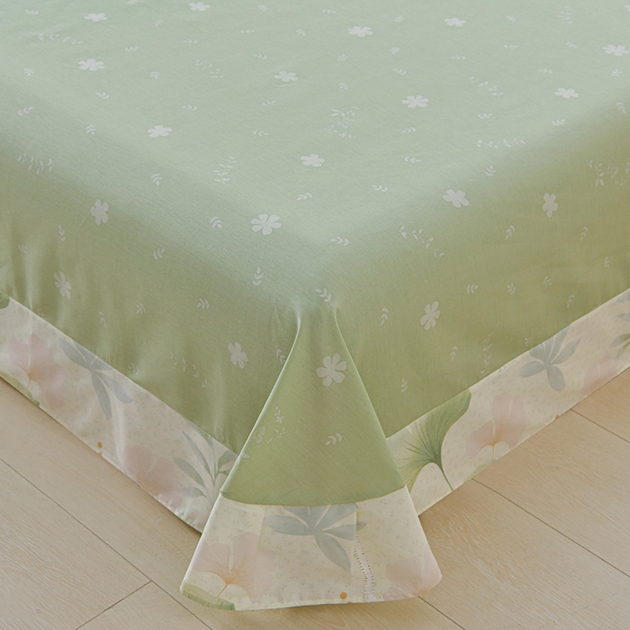 91家纺网 家纺一手货源 找家纺 绘萱家居 2026直播爆款一字绣吊边款纯棉100%全棉四件套印花百分百（喷气高品质） 银杏疏影