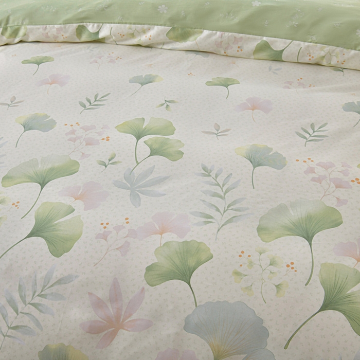 91家纺网 家纺一手货源 找家纺 绘萱家居 2026直播爆款一字绣吊边款纯棉100%全棉四件套印花百分百（喷气高品质） 银杏疏影