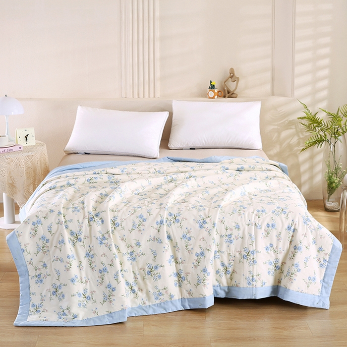 91家纺网 家纺一手货源 找家纺 米萝家居 2026新款里外全棉夏被纯棉棉棉花夏凉被空调被 被子被芯 花叶影