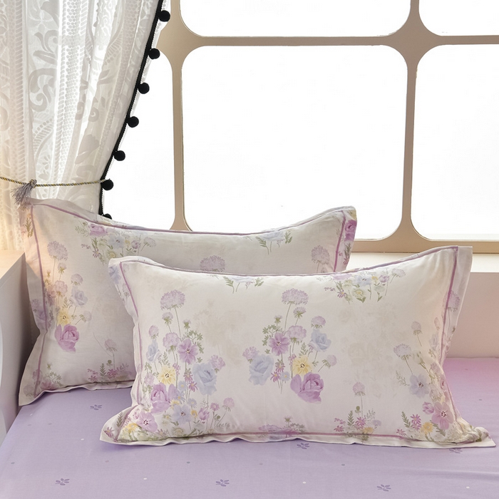 91家纺网 家纺一手货源 找家纺 绘萱家居 2026直播爆款一字绣吊边款纯棉100%全棉四件套印花百分百（喷气高品质） 云间柔