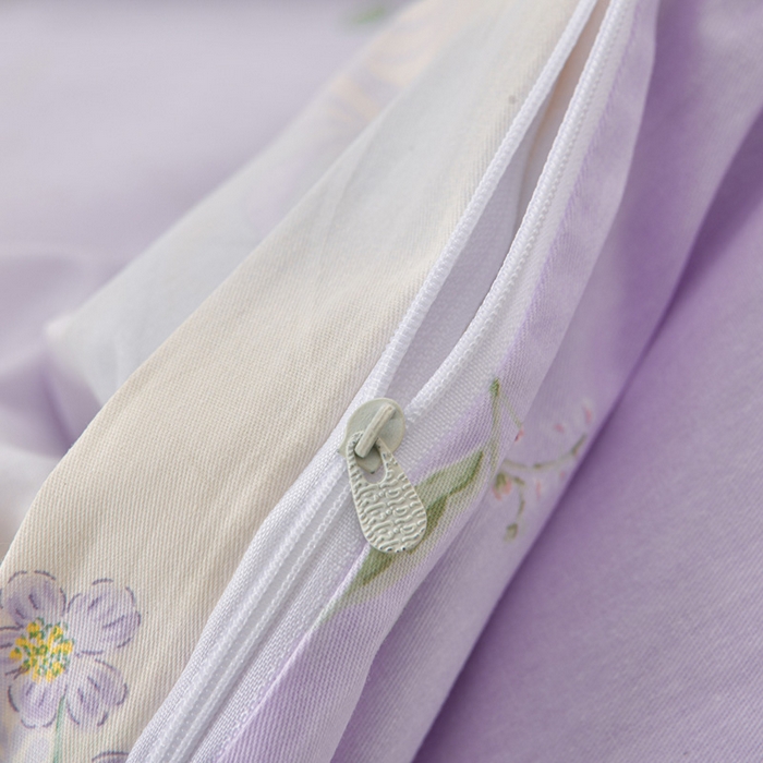 91家纺网 家纺一手货源 找家纺 绘萱家居 2026直播爆款一字绣吊边款纯棉100%全棉四件套印花百分百（喷气高品质） 紫藤花