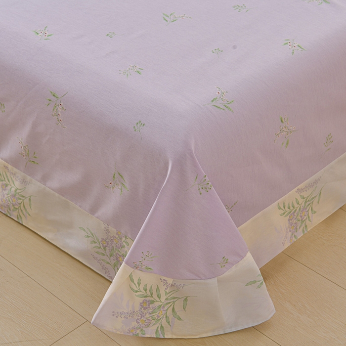 91家纺网 家纺一手货源 找家纺 绘萱家居 2026直播爆款一字绣吊边款纯棉100%全棉四件套印花百分百（喷气高品质） 紫藤花