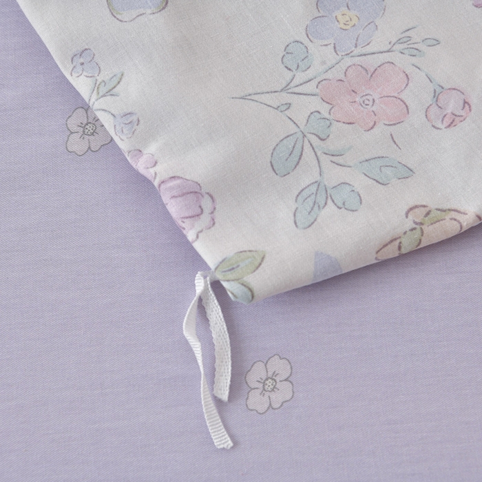 91家纺网 家纺一手货源 找家纺 绘萱家居 2026直播爆款一字绣吊边款纯棉100%全棉四件套印花百分百（喷气高品质） 紫樱小兔