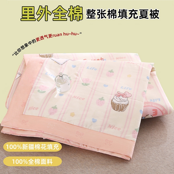 米萝家居 2026新款里外全棉夏被纯棉棉棉花夏凉被空调被 被子被芯 邻家女孩