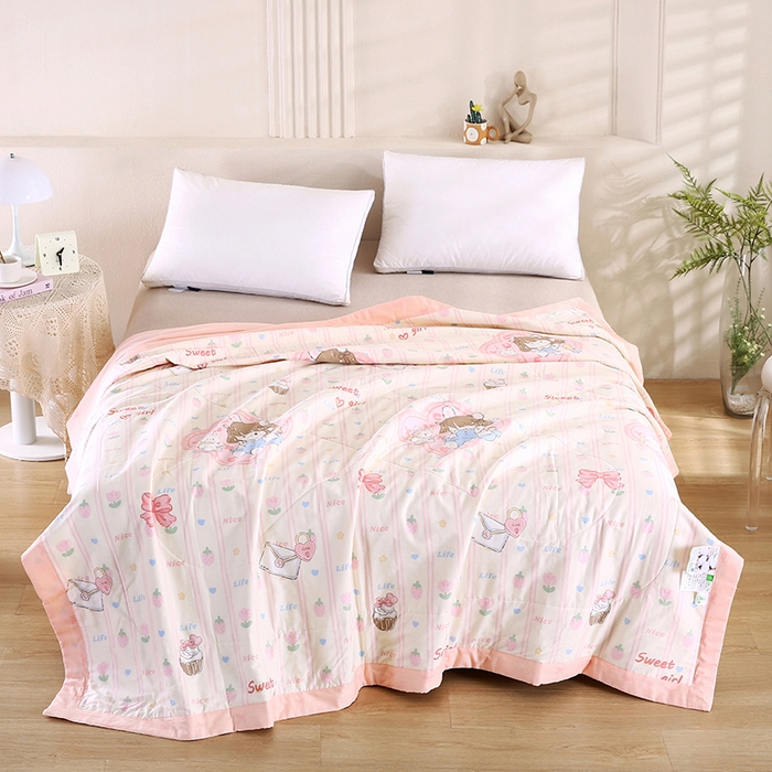 91家纺网 家纺一手货源 找家纺 米萝家居 2026新款里外全棉夏被纯棉棉棉花夏凉被空调被 被子被芯 邻家女孩