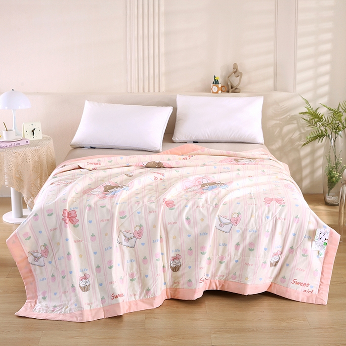 91家纺网 家纺一手货源 找家纺 米萝家居 2026新款里外全棉夏被纯棉棉棉花夏凉被空调被 被子被芯 邻家女孩