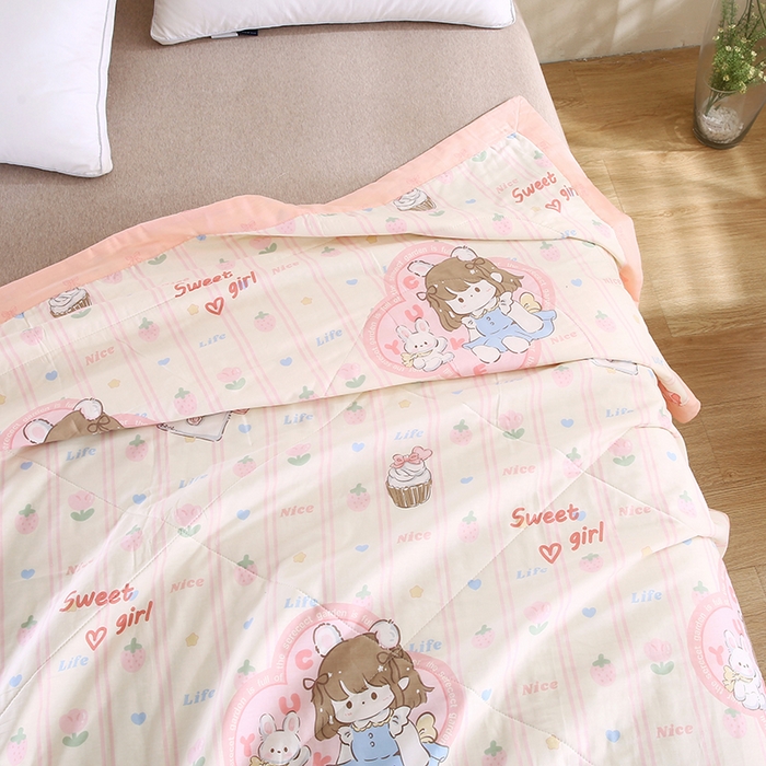 91家纺网 家纺一手货源 找家纺 米萝家居 2026新款里外全棉夏被纯棉棉棉花夏凉被空调被 被子被芯 邻家女孩