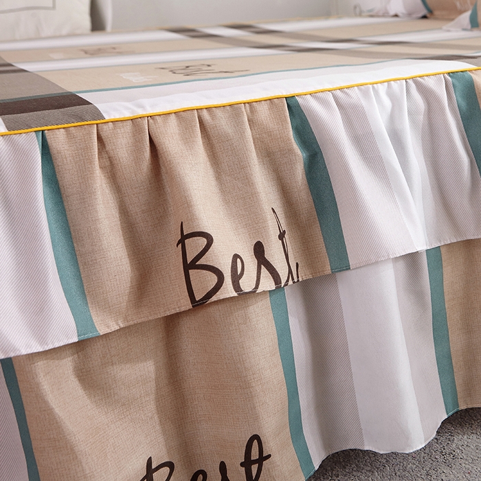 91家纺网 家纺一手货源 找家纺 沐珩家纺 2026新款双边芦荟棉单床裙单枕套 时尚格韵