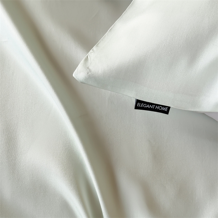 91家纺网 家纺一手货源 找家纺 优贝家纺 2026新款天丝面料纯色100%莱赛尔天丝面料四件套 清新绿+浅灰