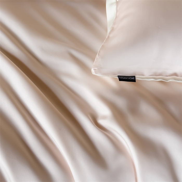 91家纺网 家纺一手货源 找家纺 优贝家纺 2026新款天丝面料纯色100%莱赛尔天丝面料四件套 粉玉+奶白