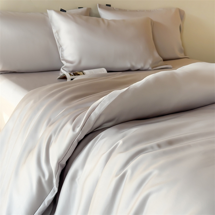 91家纺网 家纺一手货源 找家纺 优贝家纺 2026新款天丝面料纯色100%莱赛尔天丝面料四件套 绅士灰