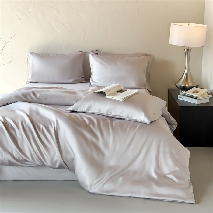 91家纺网 家纺一手货源 找家纺 优贝家纺 2026新款天丝面料纯色100%莱赛尔天丝面料四件套 绅士灰