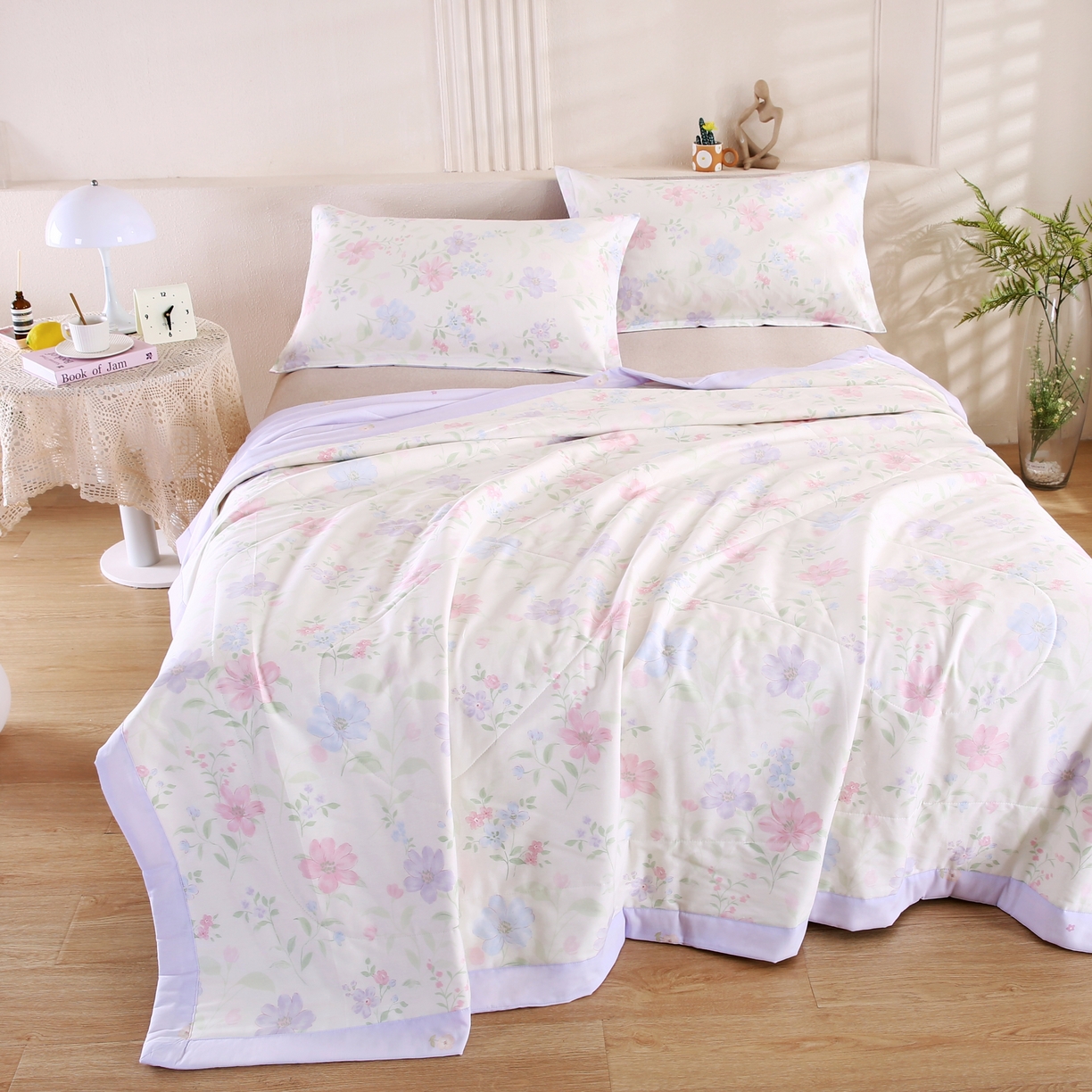 91家纺网 家纺一手货源 找家纺 米萝家居 2026新款里外全棉夏被纯棉棉棉花夏凉被空调被 被子被芯 绚烂花朵