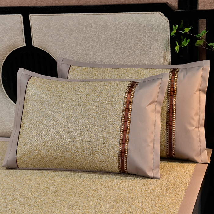 91家纺网 家纺一手货源 找家纺 小牛席业 2026新款B夏凉枕套系列凉枕套夏天枕套冰丝枕套竹枕套藤枕套冰藤枕套 C纯藤花边枕套-亚麻