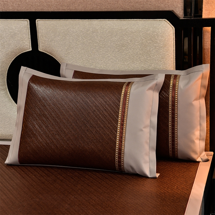 小牛席业 2026新款B夏凉枕套系列凉枕套夏天枕套冰丝枕套竹枕套藤枕套冰藤枕套 野山藤草席（黑咖）