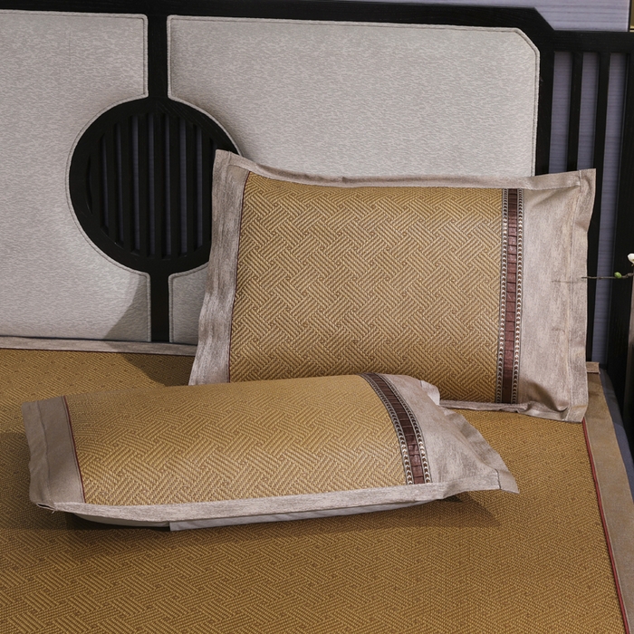 小牛席业 2026新款B夏凉枕套系列凉枕套夏天枕套冰丝枕套竹枕套藤枕套冰藤枕套 D夏日摩卡-花边枕套