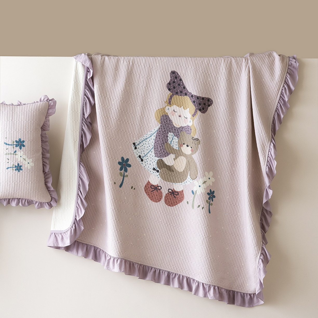 91家纺网 家纺一手货源 找家纺 立奥被业 2026新品古法水洗棉夏被仿棉大版床盖防棉大版夏被 公主紫