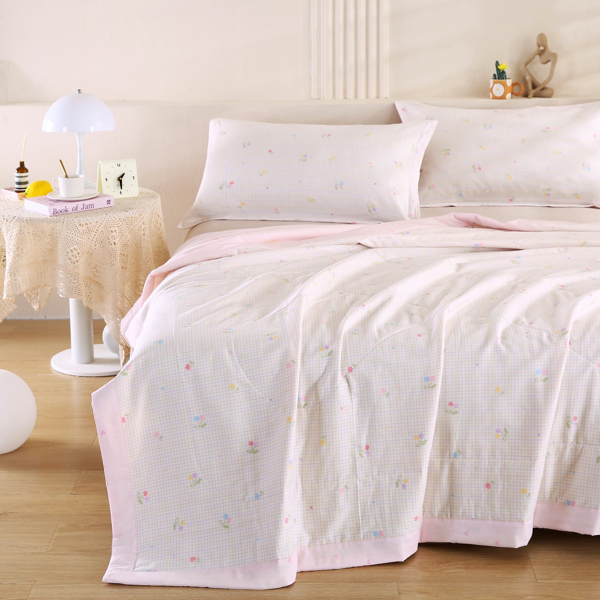 91家纺网 家纺一手货源 找家纺 米萝家居 2026新款里外全棉夏被纯棉棉棉花夏凉被空调被 被子被芯 樱桃小可-米