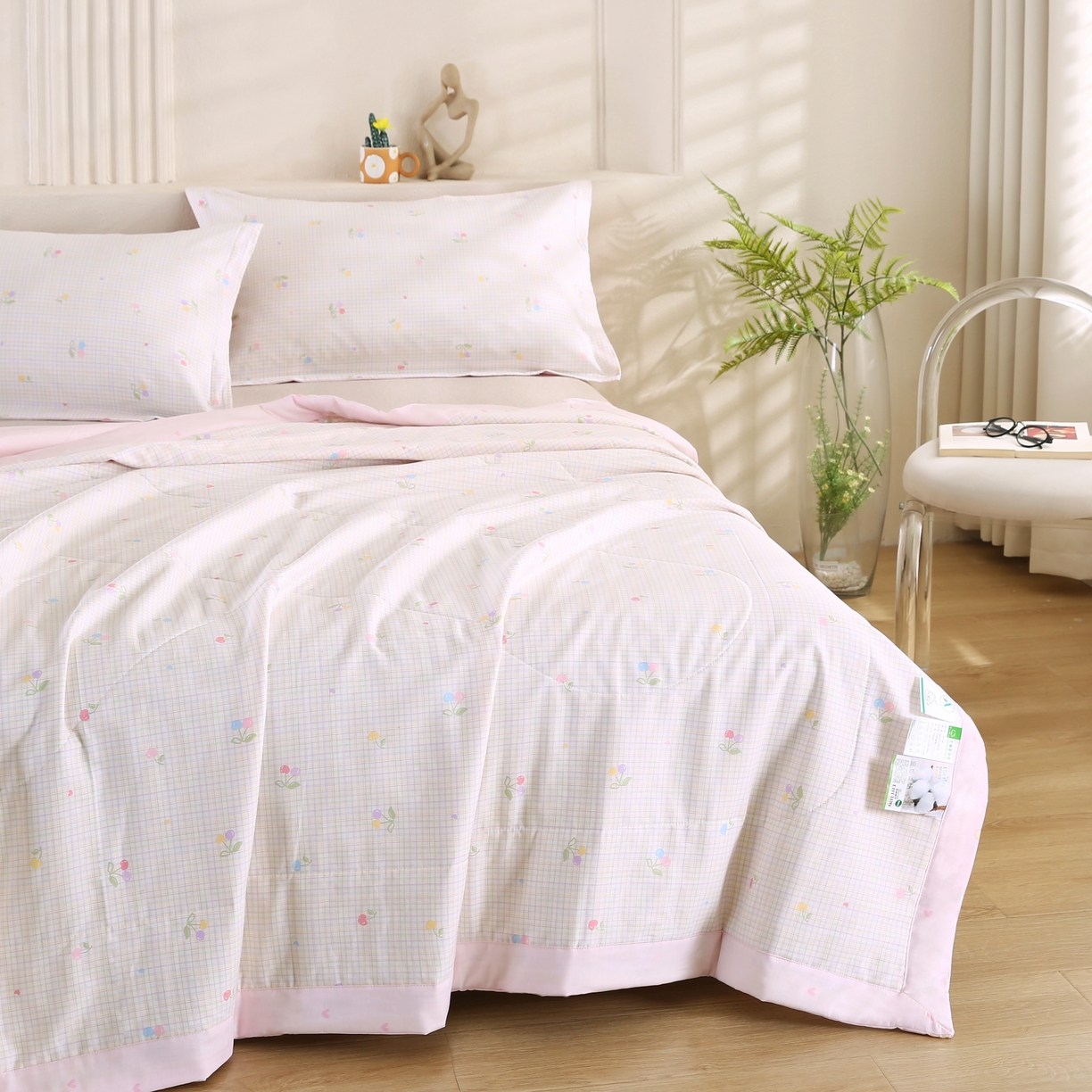 91家纺网 家纺一手货源 找家纺 米萝家居 2026新款里外全棉夏被纯棉棉棉花夏凉被空调被 被子被芯 樱桃小可-米