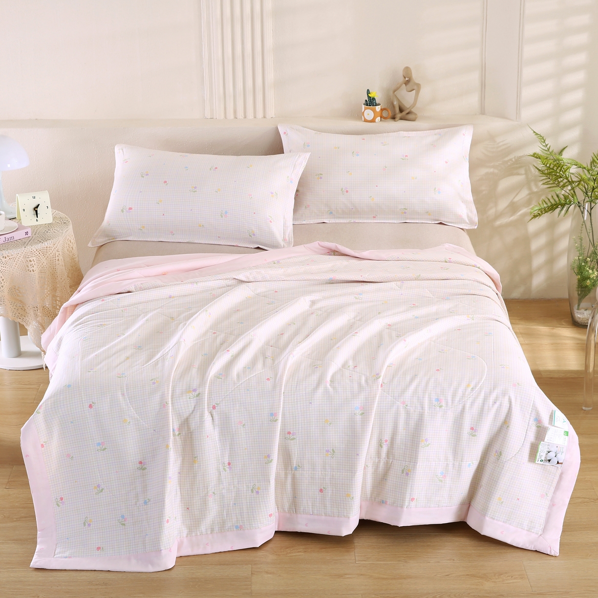 91家纺网 家纺一手货源 找家纺 米萝家居 2026新款里外全棉夏被纯棉棉棉花夏凉被空调被 被子被芯 樱桃小可-米