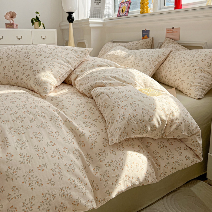 91家纺网 家纺一手货源 找家纺 亿梵家居 2025新款A类母婴级有氧全棉纯棉双层纱纯棉印花四件套-叠拍图樱花漫野