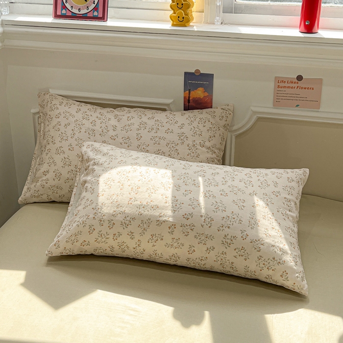 91家纺网 家纺一手货源 找家纺 亿梵家居 2025新款A类母婴级有氧全棉纯棉双层纱纯棉印花四件套-叠拍图樱花漫野