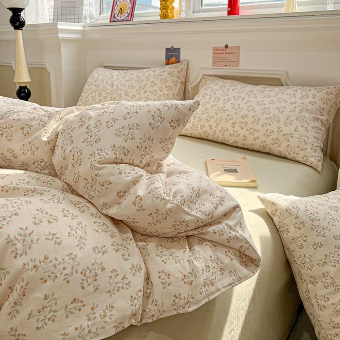 91家纺网 家纺一手货源 找家纺 亿梵家居 2025新款A类母婴级有氧全棉纯棉双层纱纯棉印花四件套-叠拍图樱花漫野