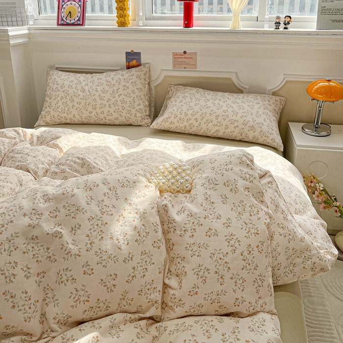 91家纺网 家纺一手货源 找家纺 亿梵家居 2025新款A类母婴级有氧全棉纯棉双层纱纯棉印花四件套-叠拍图樱花漫野